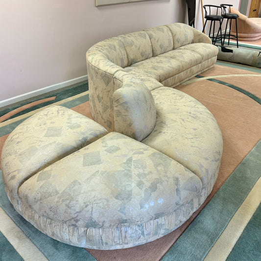 1980’s Preview Style 5 Piece Curved Serpentine Sectional Sofa