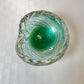 Chunky Vintage Aqua Green and Gold Leaf Murano Glass Ashtray/Bowl