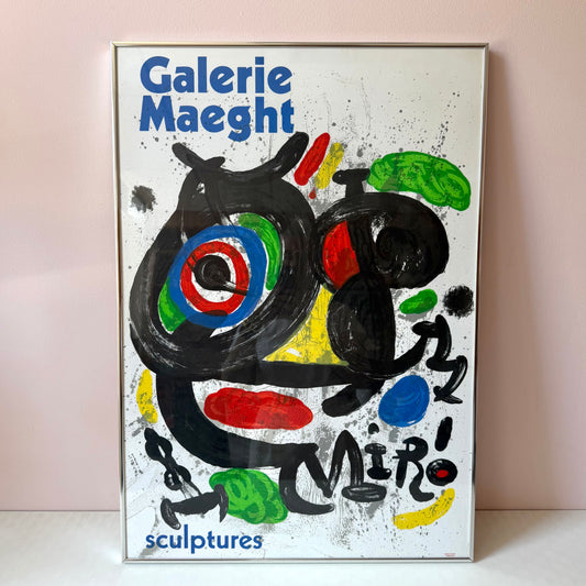Vintage 1970 Joan Miro "Sculptures' Exhibition Framed Poster