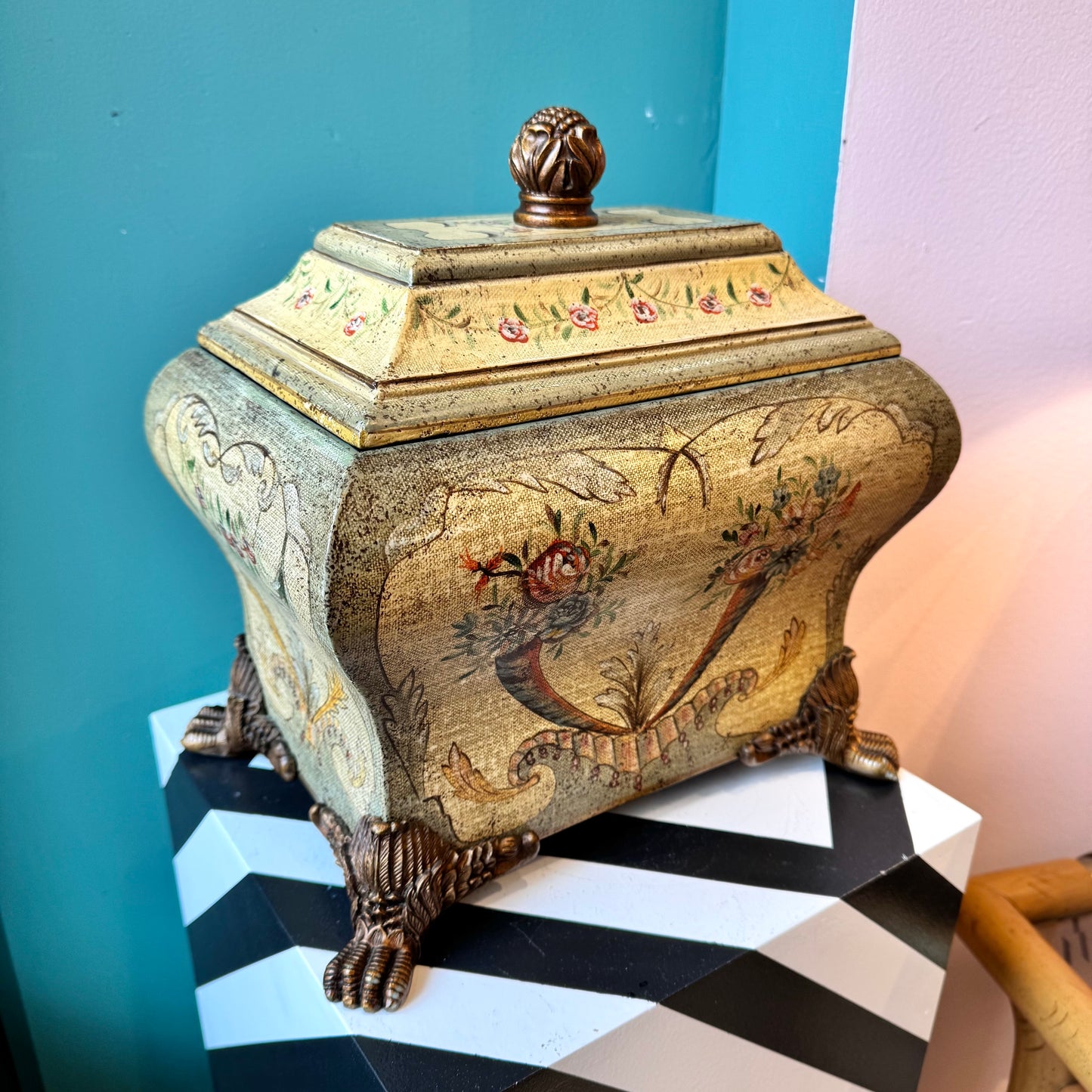 Vintage French Inspired Claw Footed Storage Box