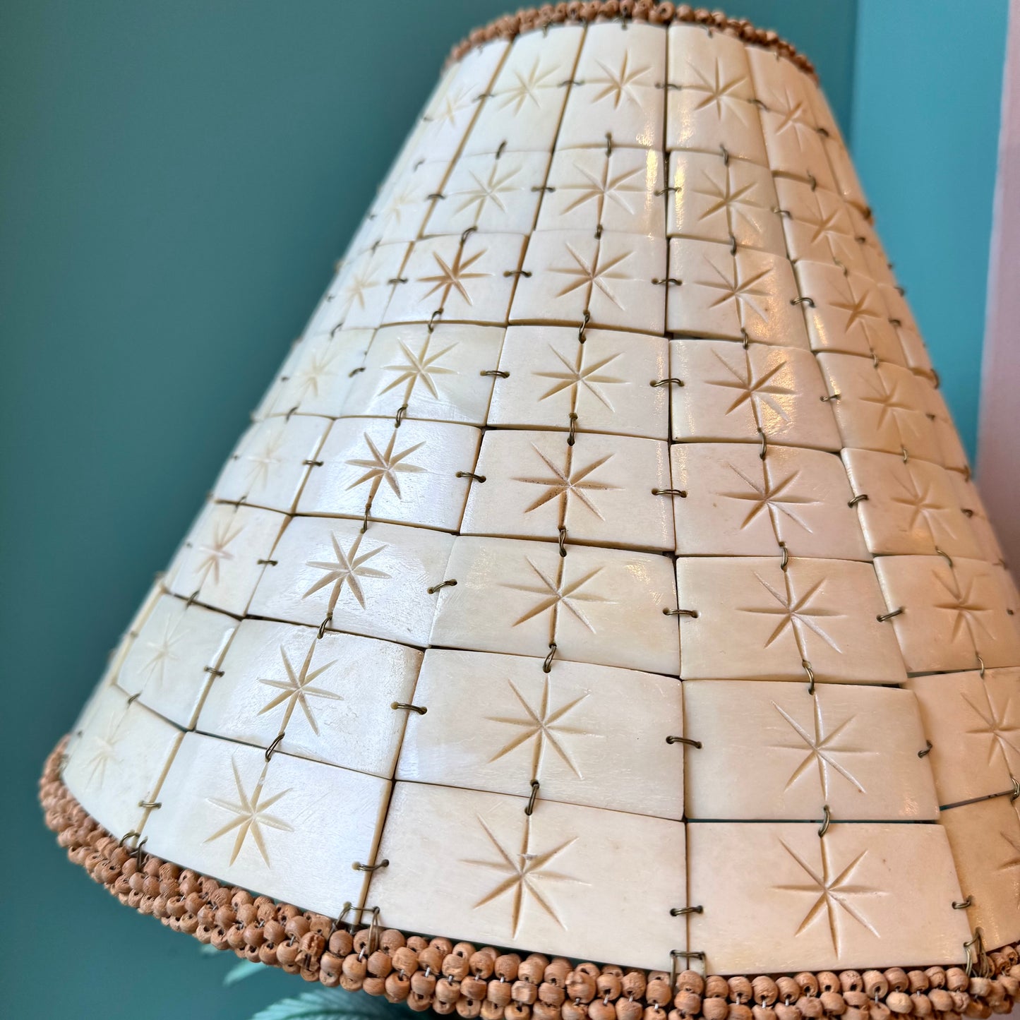Vintage Palm Tree and Tile Shade Table Lamp