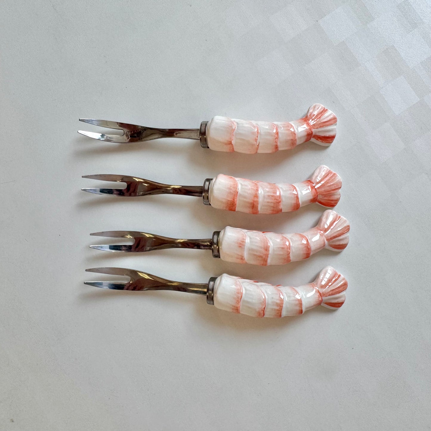 Vintage Set of 4 Shrimp Handled Appetizer Forks by Shafford