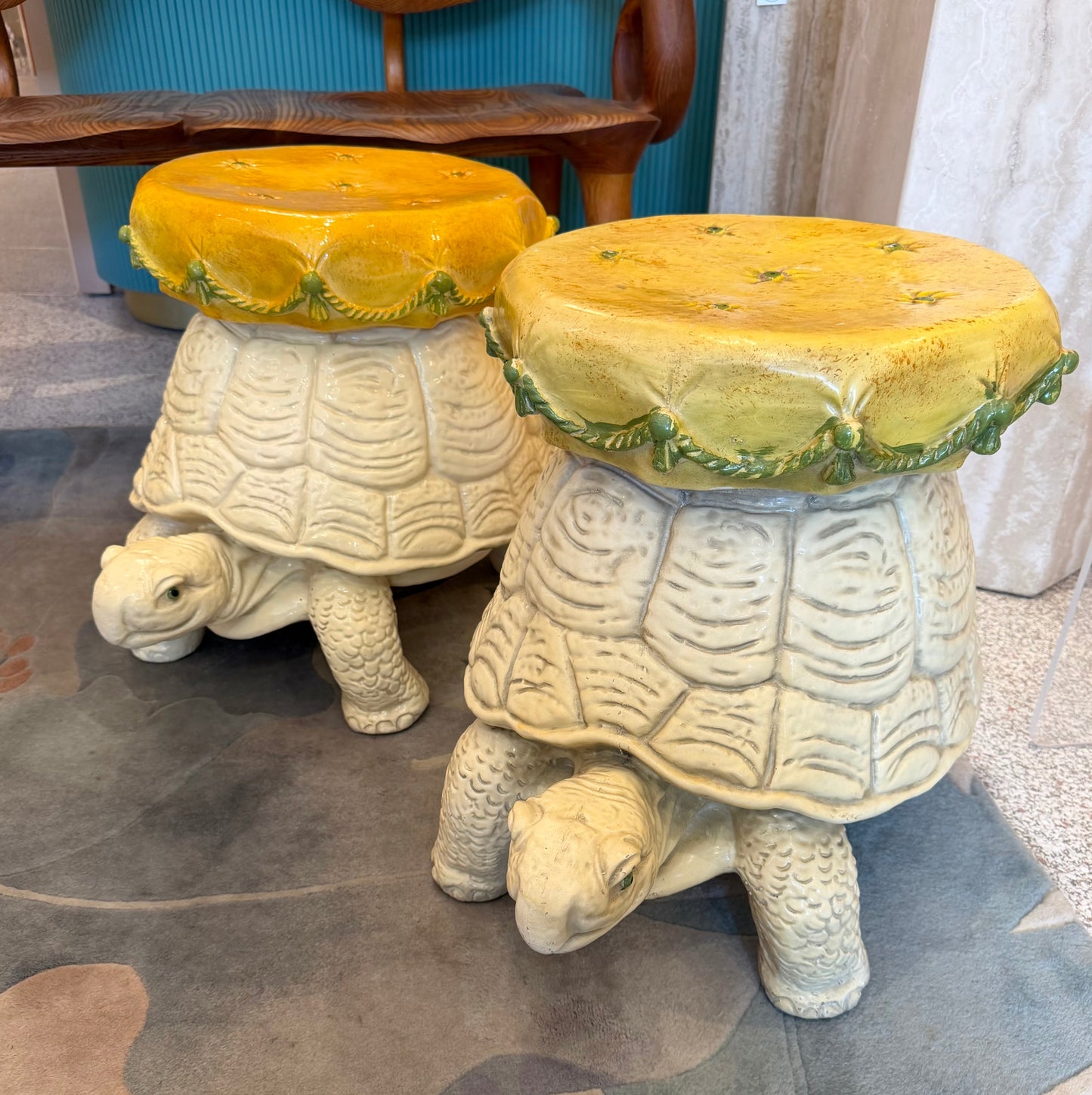 Vintage Extra Large Mid-Century Tortoise Stool