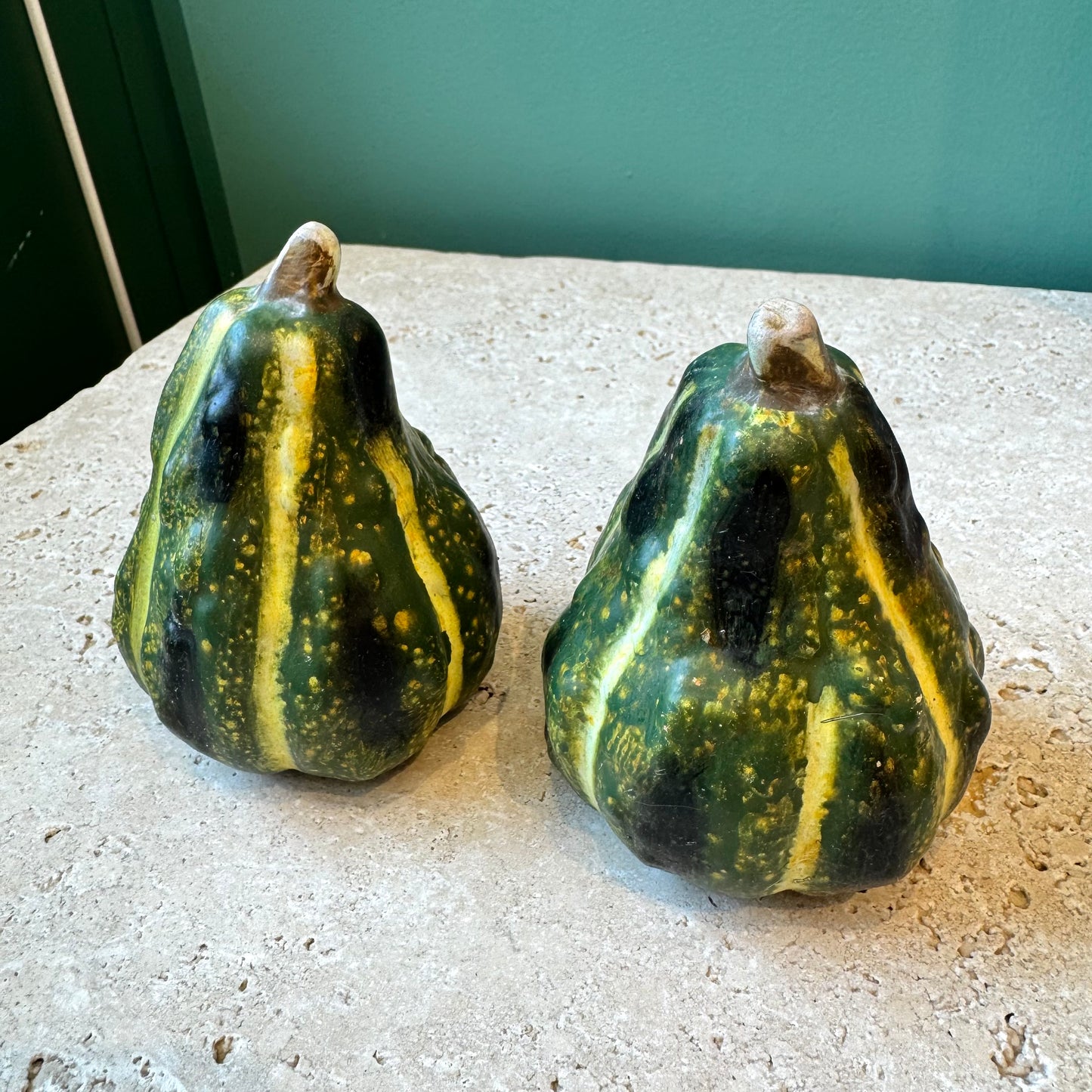 Vintage Ceramic Striped Gourd Figurines- Pair
