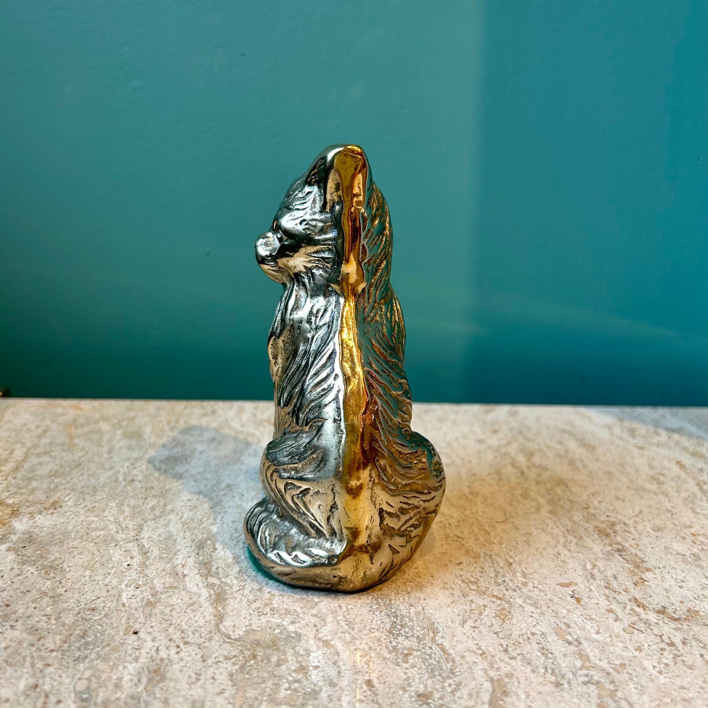 Vintage Seated Brass Cat Statue