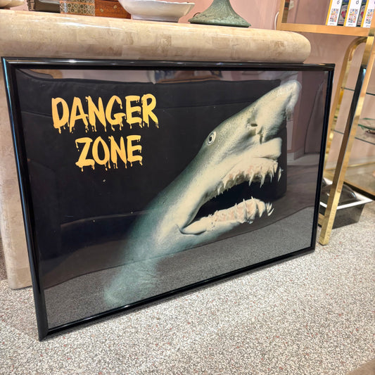 Vintage Framed "Danger Zone" Shark Poster