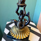 Vintage Mermaid and Dolphin Brass and Bronze Table Lamp with Shade