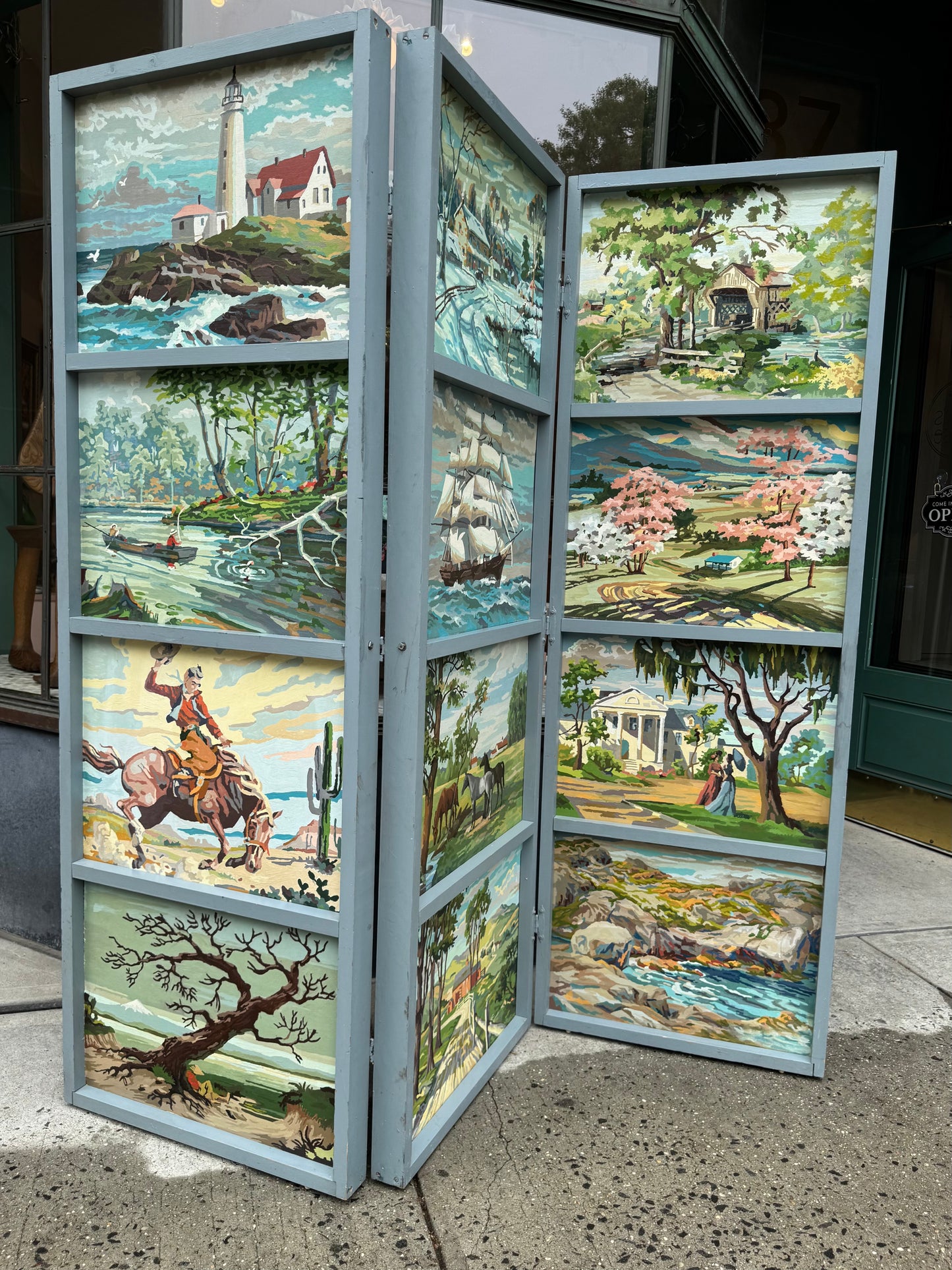 Vintage 1950's Original Paint by Numbers Screen/Room Divider