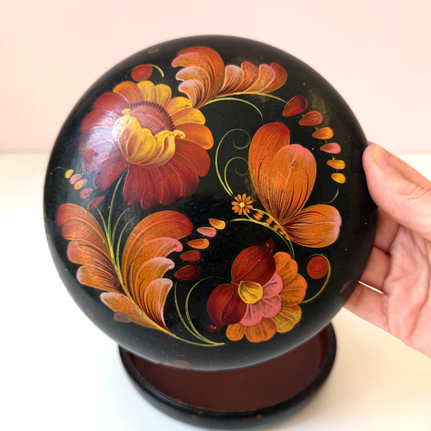 Vintage Hand Painted Floral Trinket Box