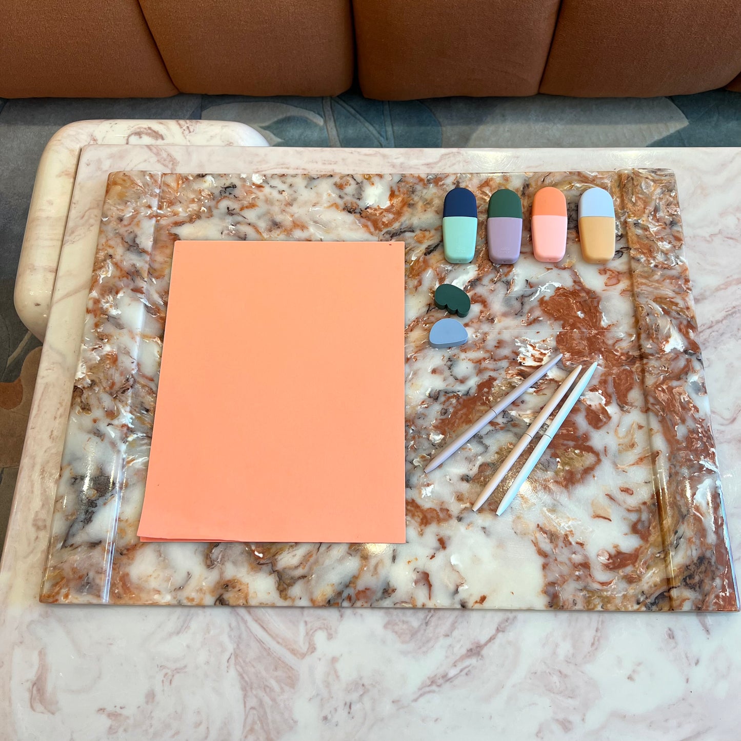 Vintage Faux Marble Resin Desk Tray