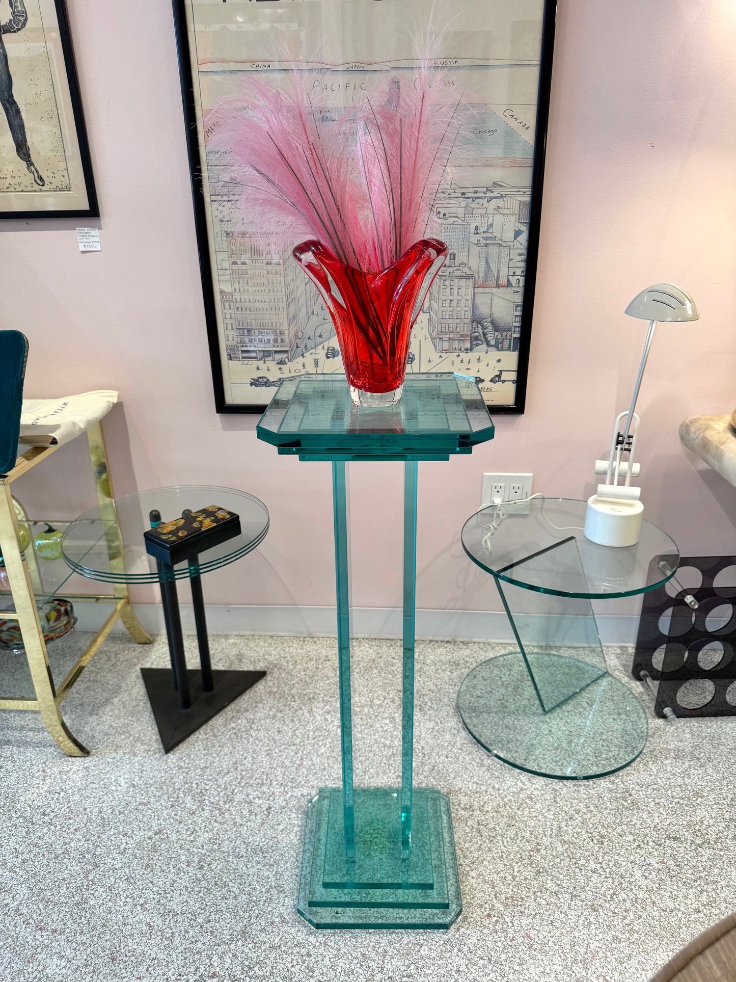 Vintage Stacked Glass Pedestal 36.5”