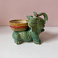 Vintage Green Ceramic Elephant Planter