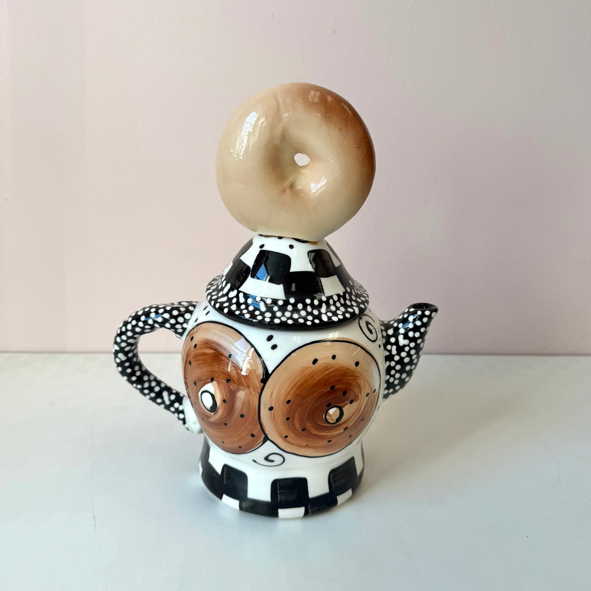 Vintage Ceramic Bagel Teapot by Joanne Delomba