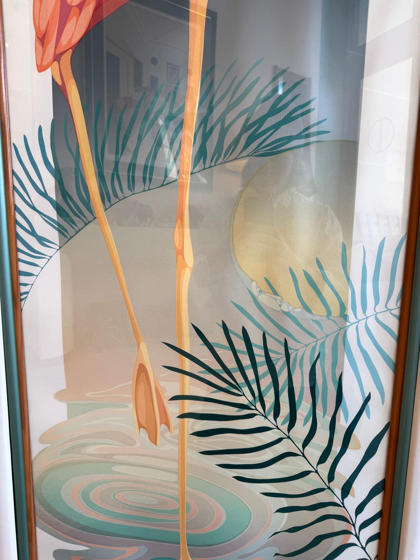 Vintage "At Water's Edge" Flamingo Signed and Numbered Lithograph by Marcel