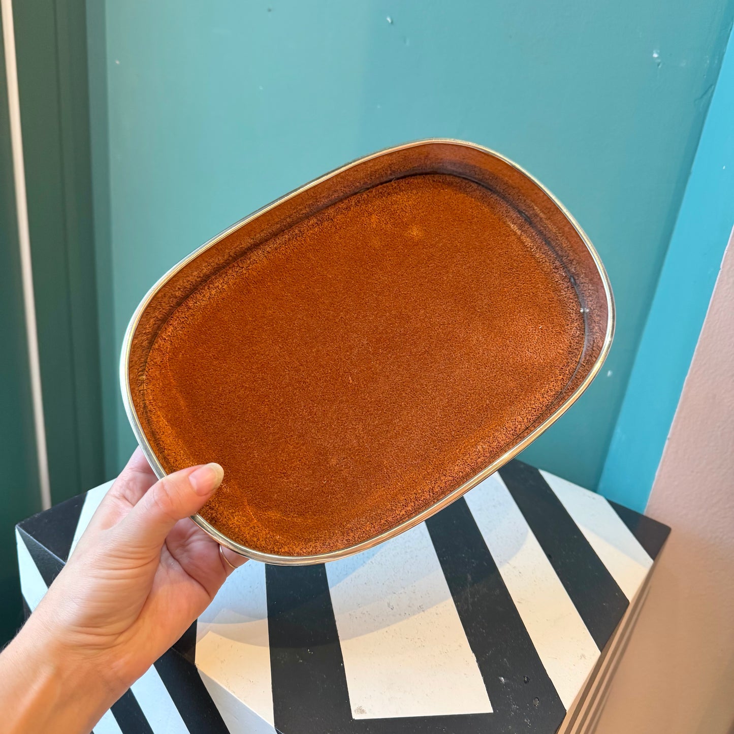 Vintage Engraved Silver Catchall/Cocktail Tray