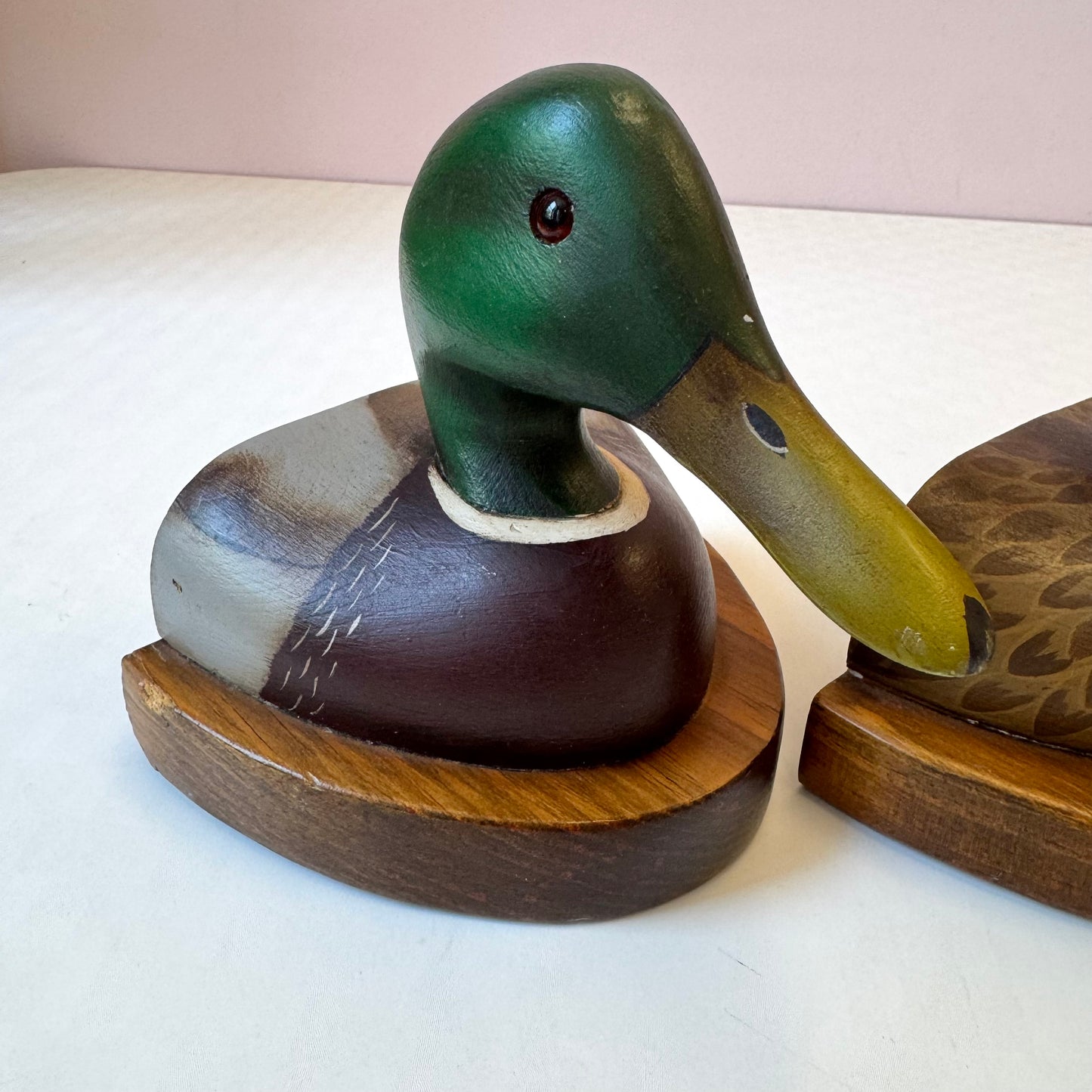 Vintage Set of 1979 Wooden Mallard Duck Bookends