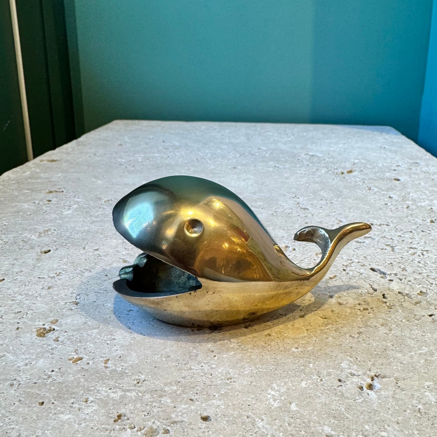 Vintage MCM Brass Whale Open Mouth Ashtray