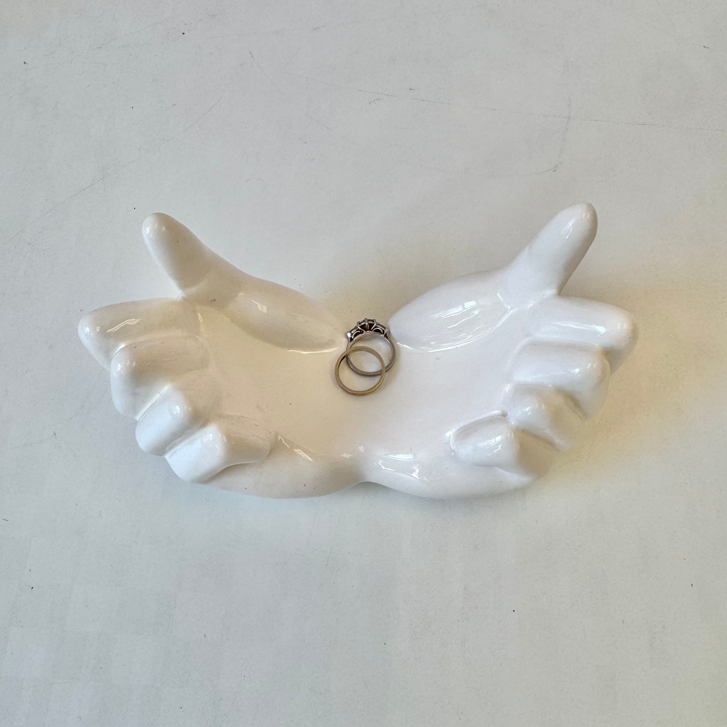 Vintage White Ceramic Hands Catchall