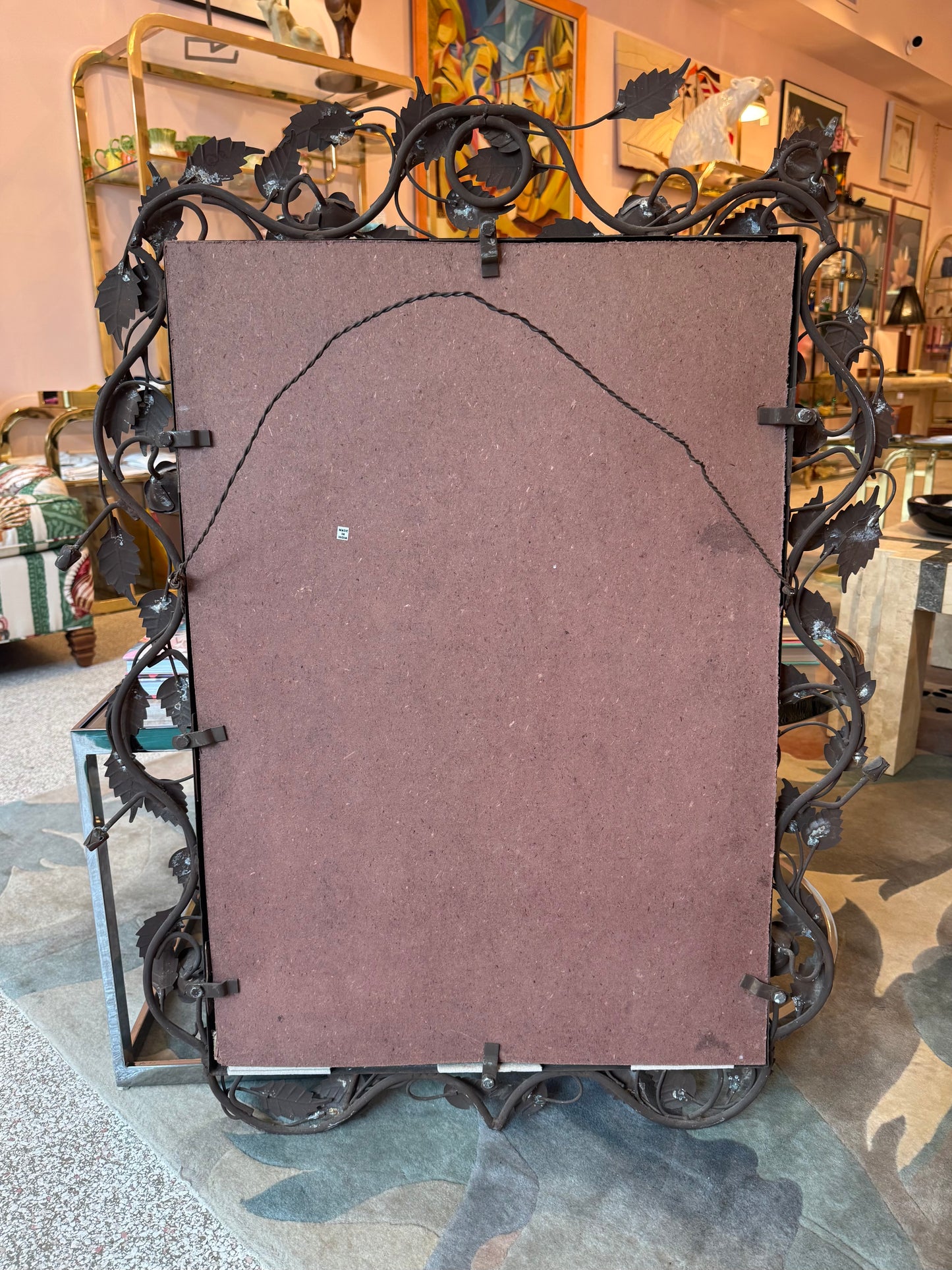 Vintage 1960's Wrought Iron Rose and Vine Mirror