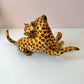 Vintage Mid-Century Ceramic Fighting Leopards Sculpture (as is)