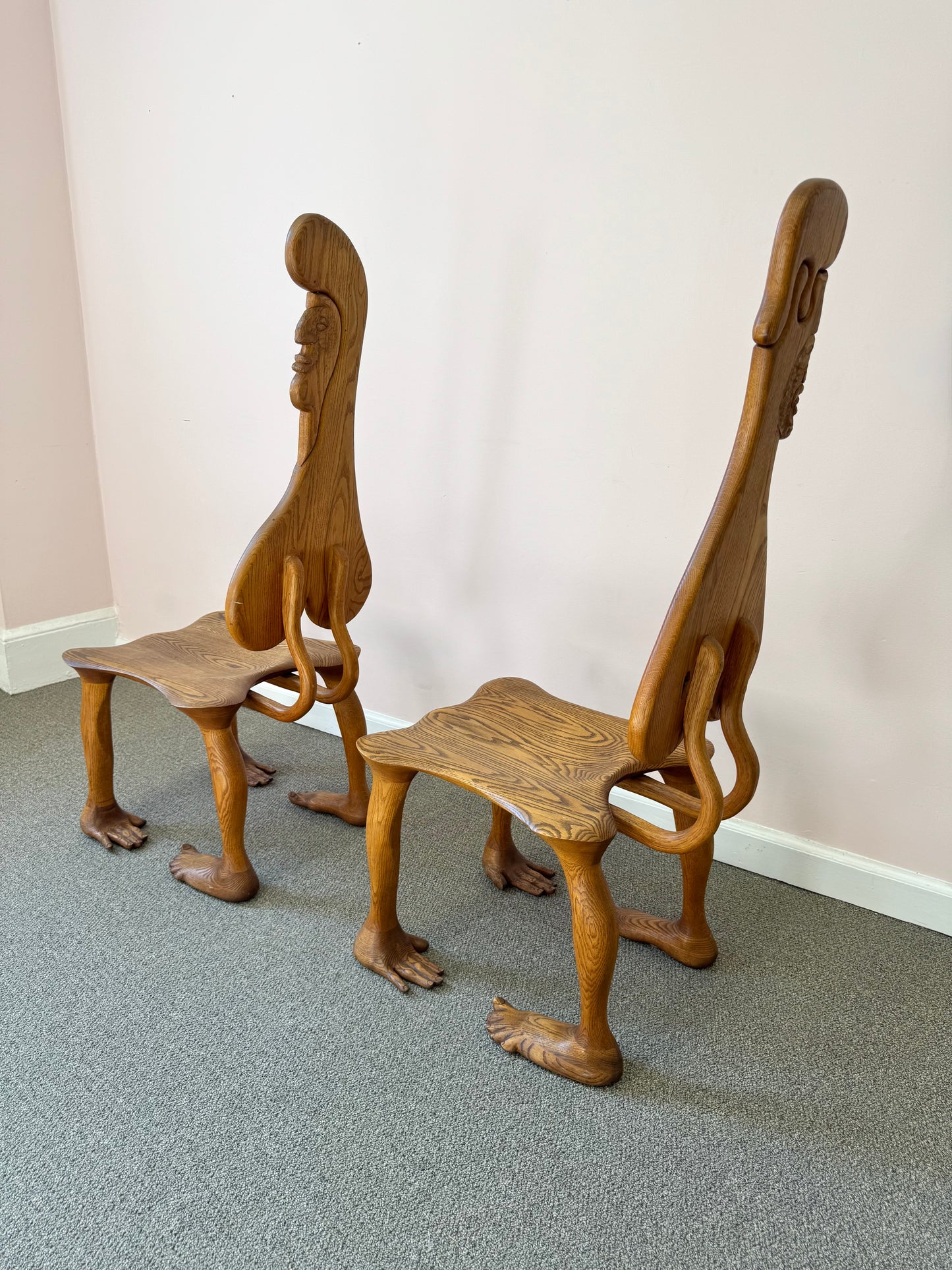 Pair of 1980 Andrew Willner Figure Chairs/Signed and Dated