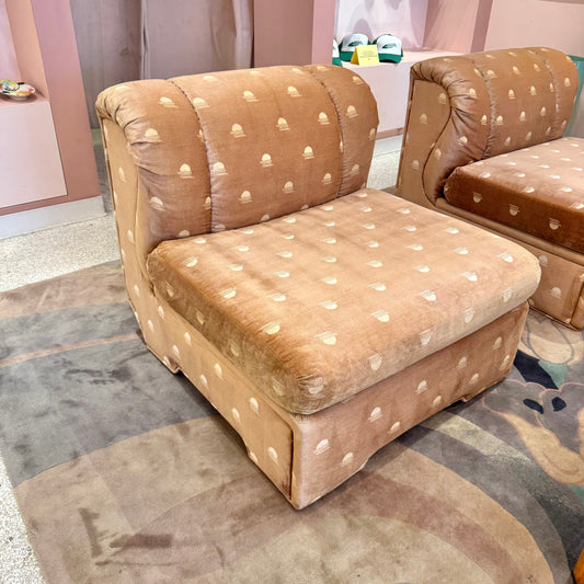 Vintage Champagne Velvet Slipper Chair by Carson's