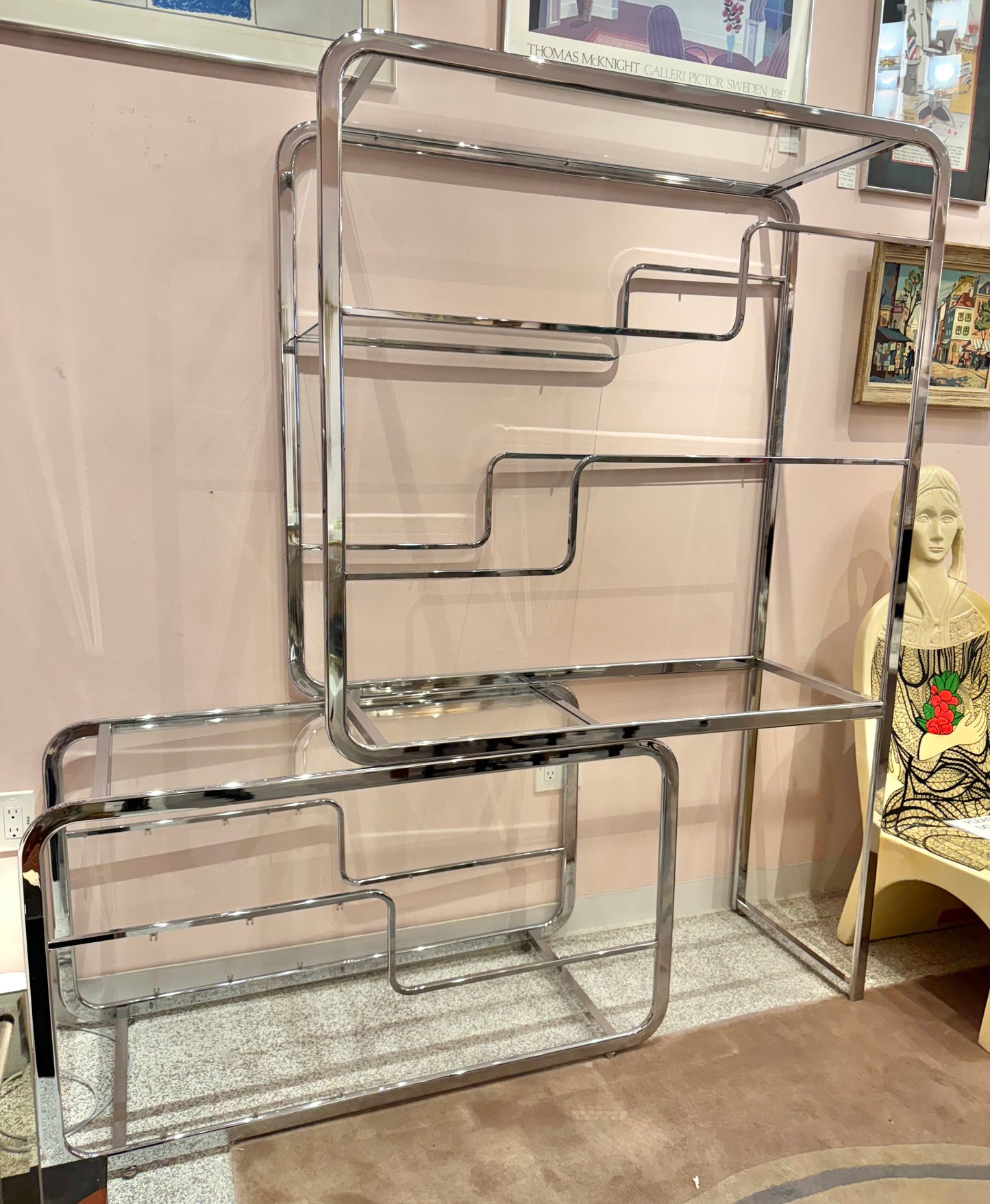 DIA Chrome and Glass Nesting Etagere