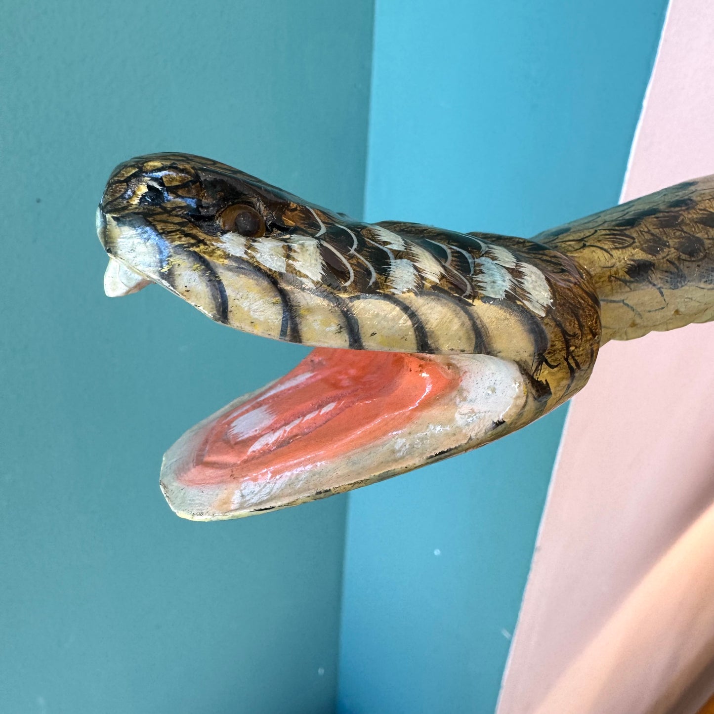 Vintage Folk Art Rattlesnake Walking Stick Cane