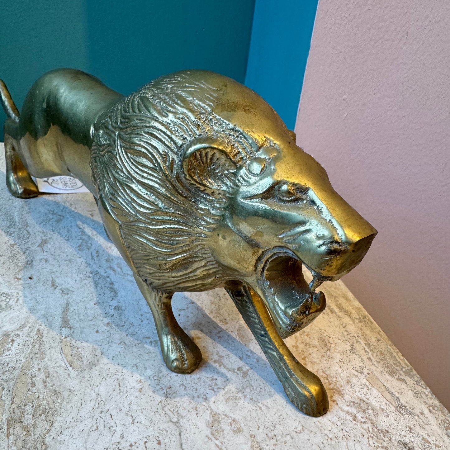 Vintage Brass Lion Statue
