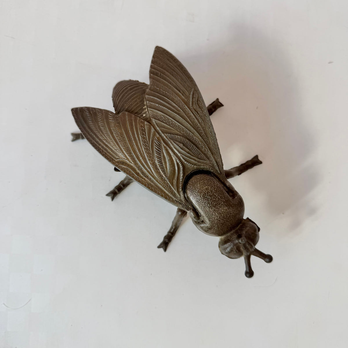 Vintage Large Bronze Toned Metal Fly Ashtray