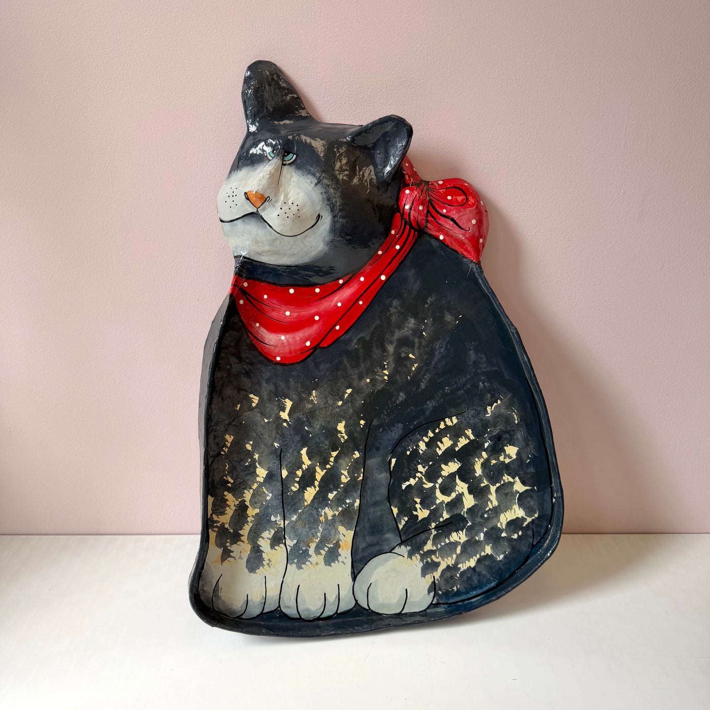 Vintage Large Paper Maché Cat Tray