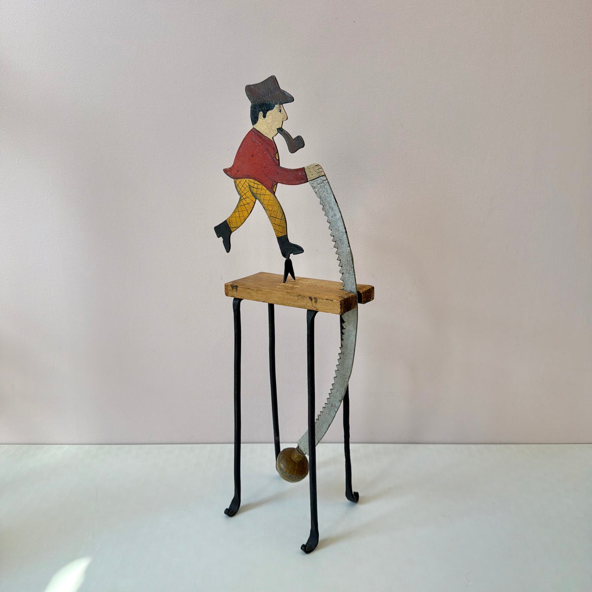 Vintage Folk Art Pendulum Lumberjack Sculpture