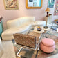 Vintage Three Piece Serpentine Ivory Sectional Sofa