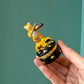 Cat Playing Fiddle Hand Painted Ceramic Trinket Box