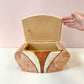 Vintage Maitland Smith Style Pink and Cream Tessellated Stone Box