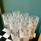 Set of 6 Vintage White and Gold Horse Frosted Highball Glasses