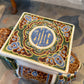 Vintage Hand Painted Green Ceramic Asian Elephant Plant Stand