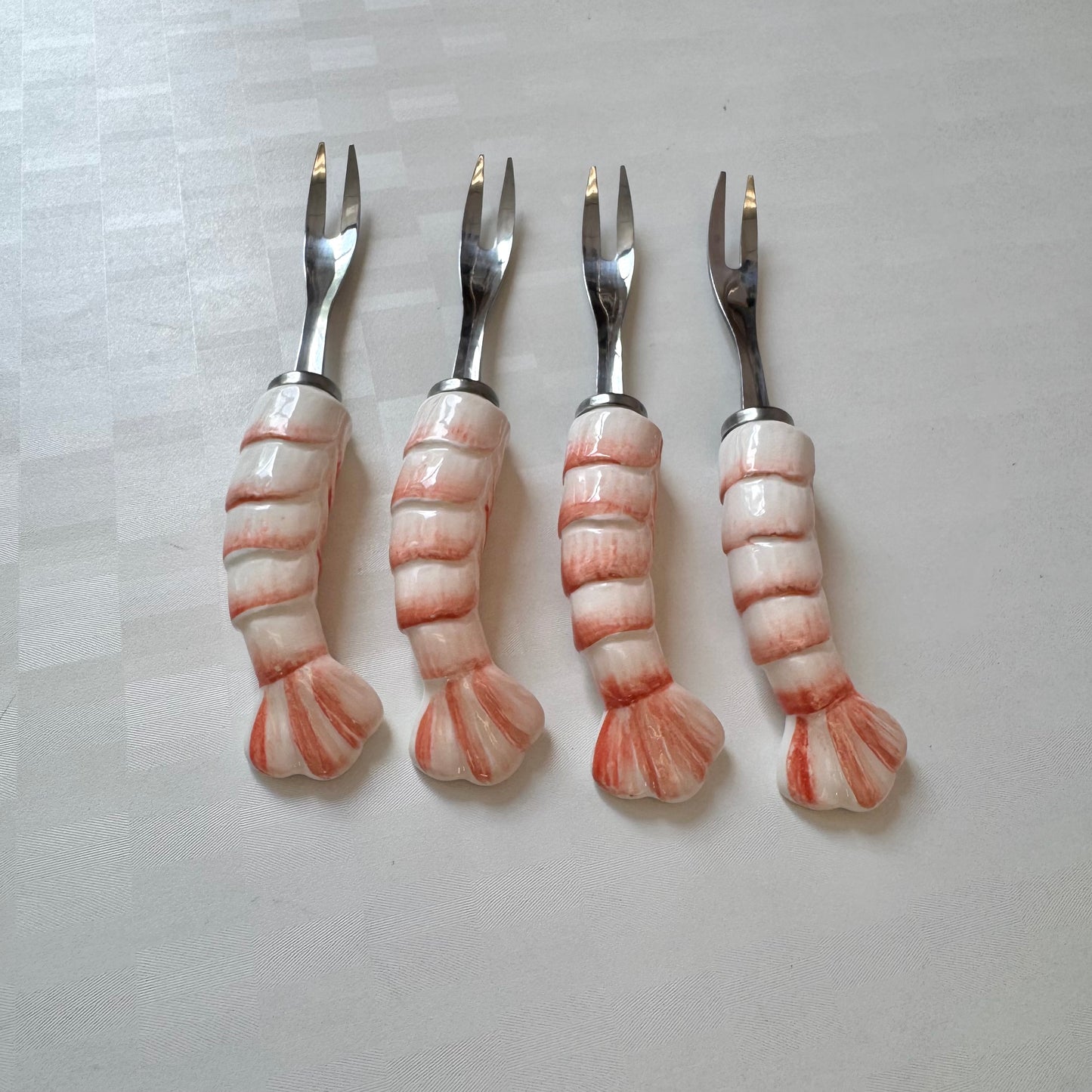 Vintage Set of 4 Shrimp Handled Appetizer Forks by Shafford