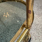 Vintage Oval Brass and Smoked Glass Rolling Bar Cart