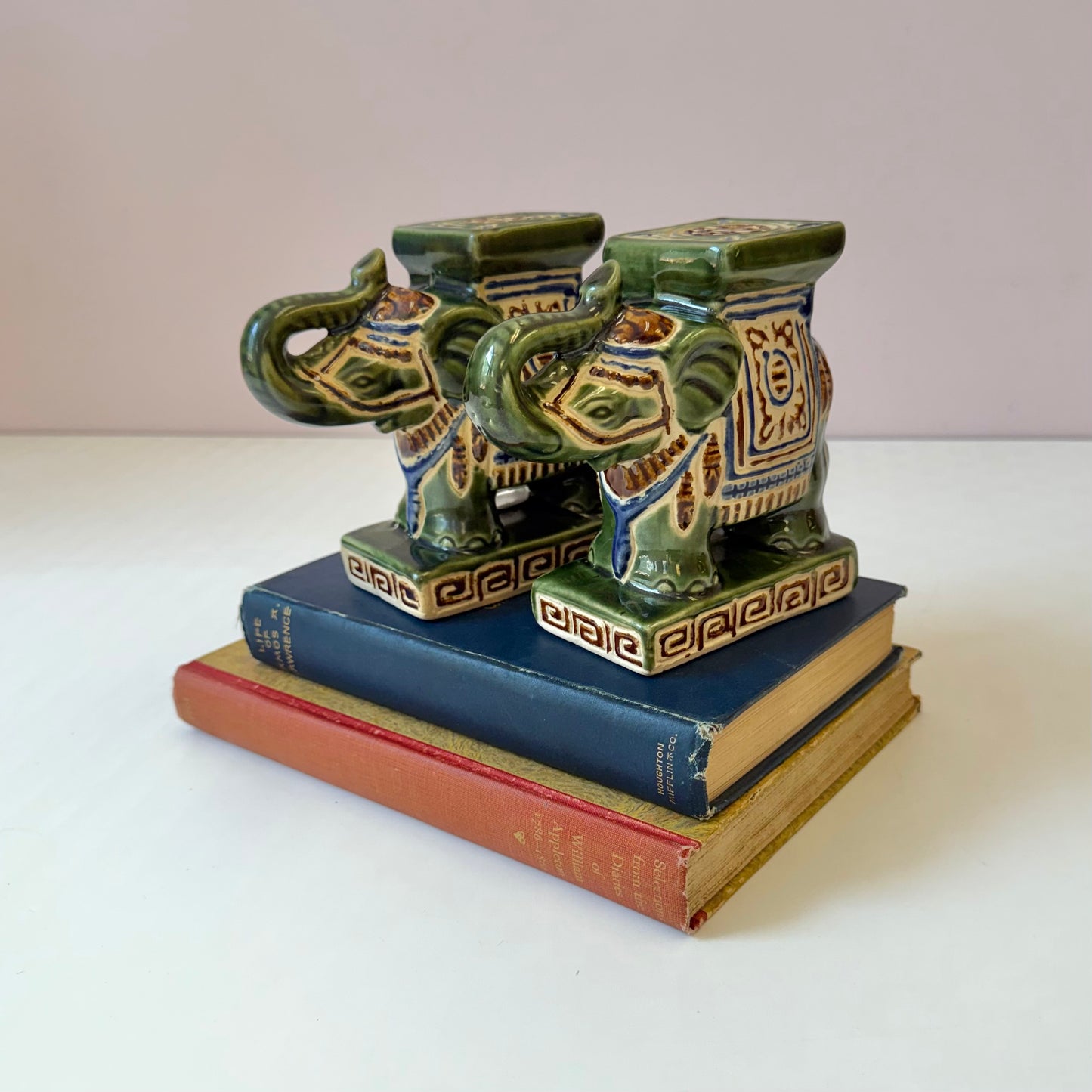 Vintage Chinoiserie Elephant Bookends