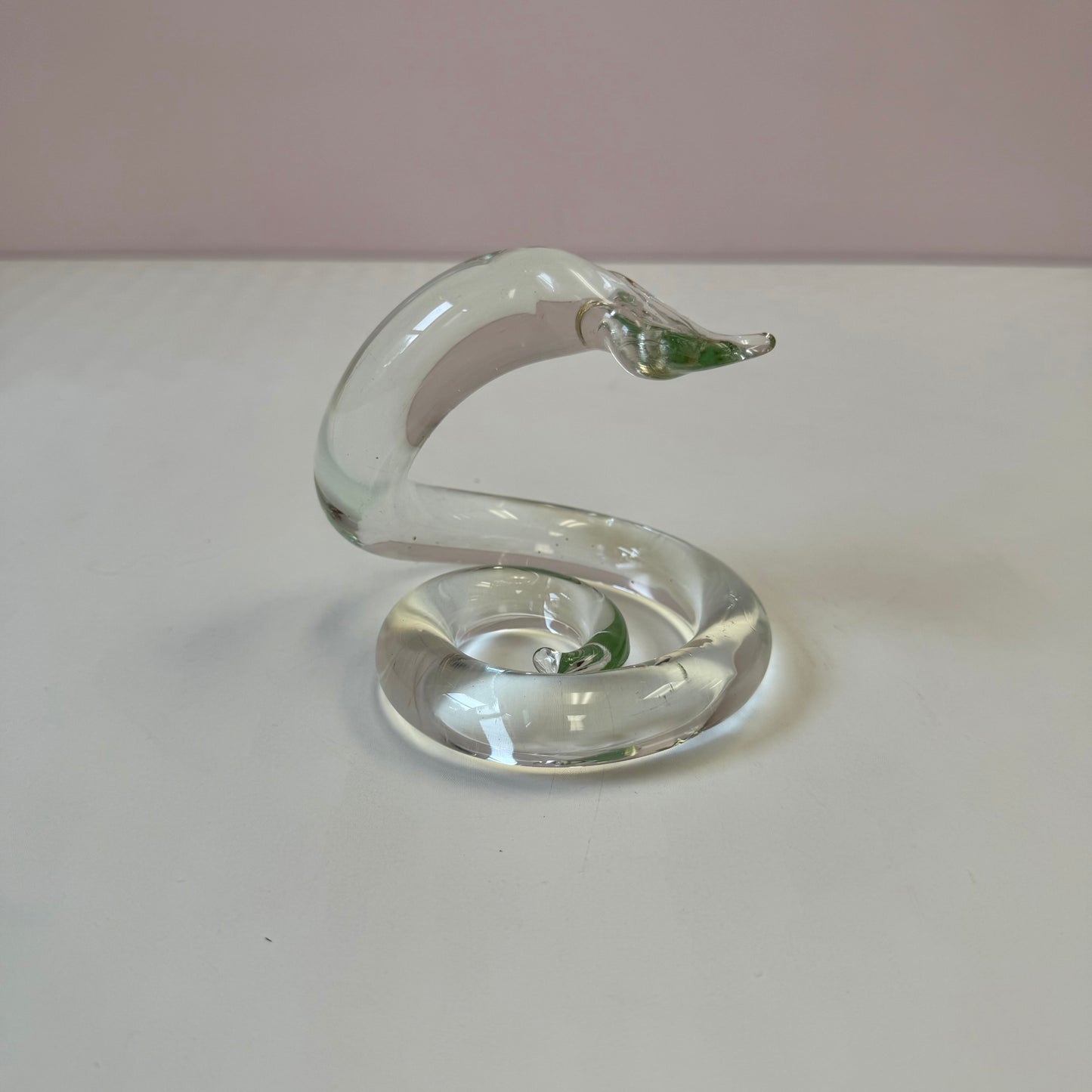 Vintage Baccarat Style Crystal Coiled Snake Figurine Paperweight