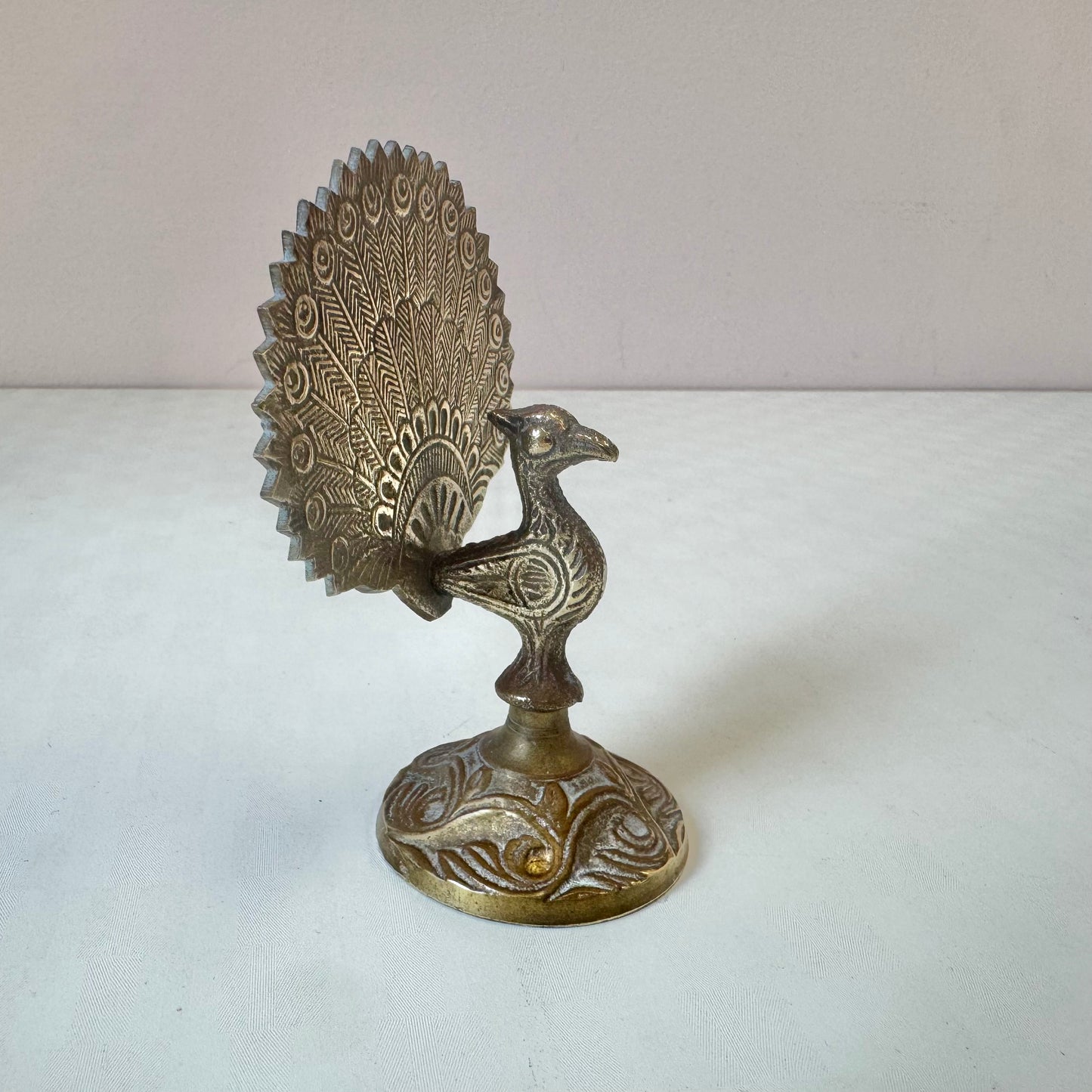 Vintage Small Brass Peacock Figurine