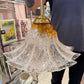 Vintage Two Tone Mazzega Style Glass Pendant Light Fixture