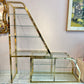 Vintage Asymmetrical Brass and Glass Etagere by DIA