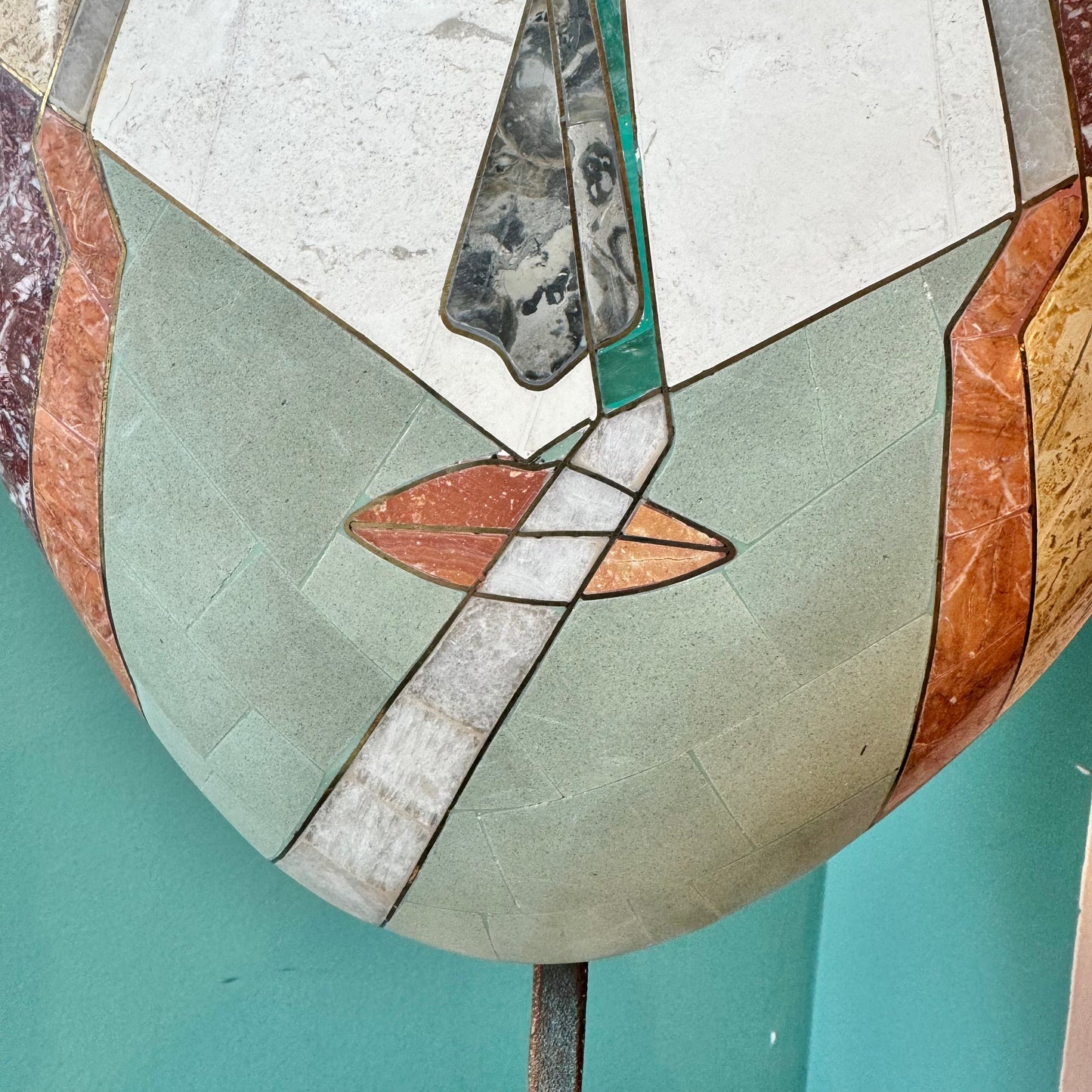 Vintage Tessellated Stone Face Mask Sculpture by Joseph De Castro