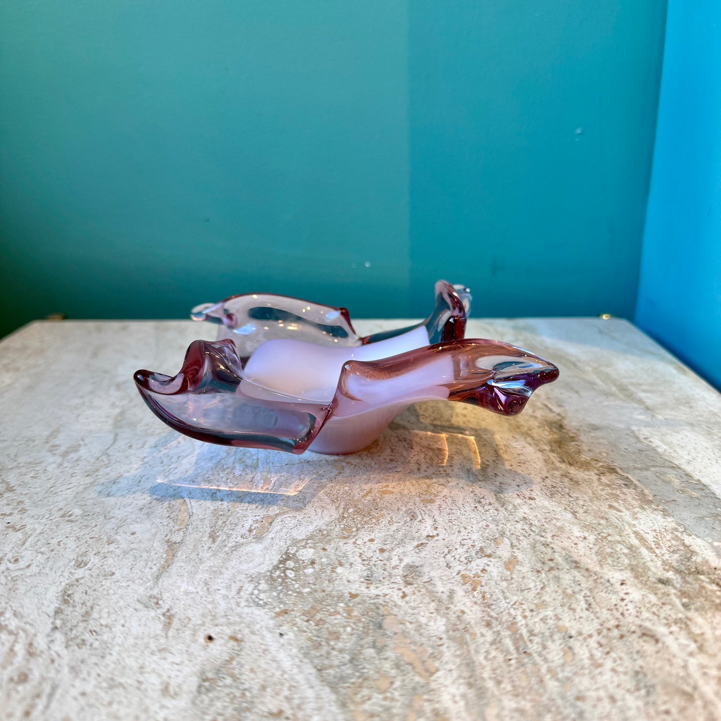 Vintage Pink Murano Glass Catchall Dish
