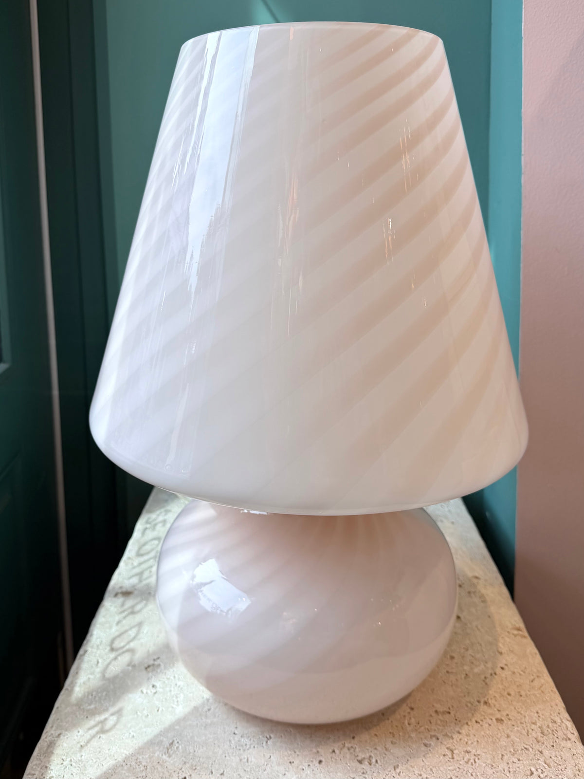 Extra Large Vintage Blush Pink Murano Mushroom Lamp