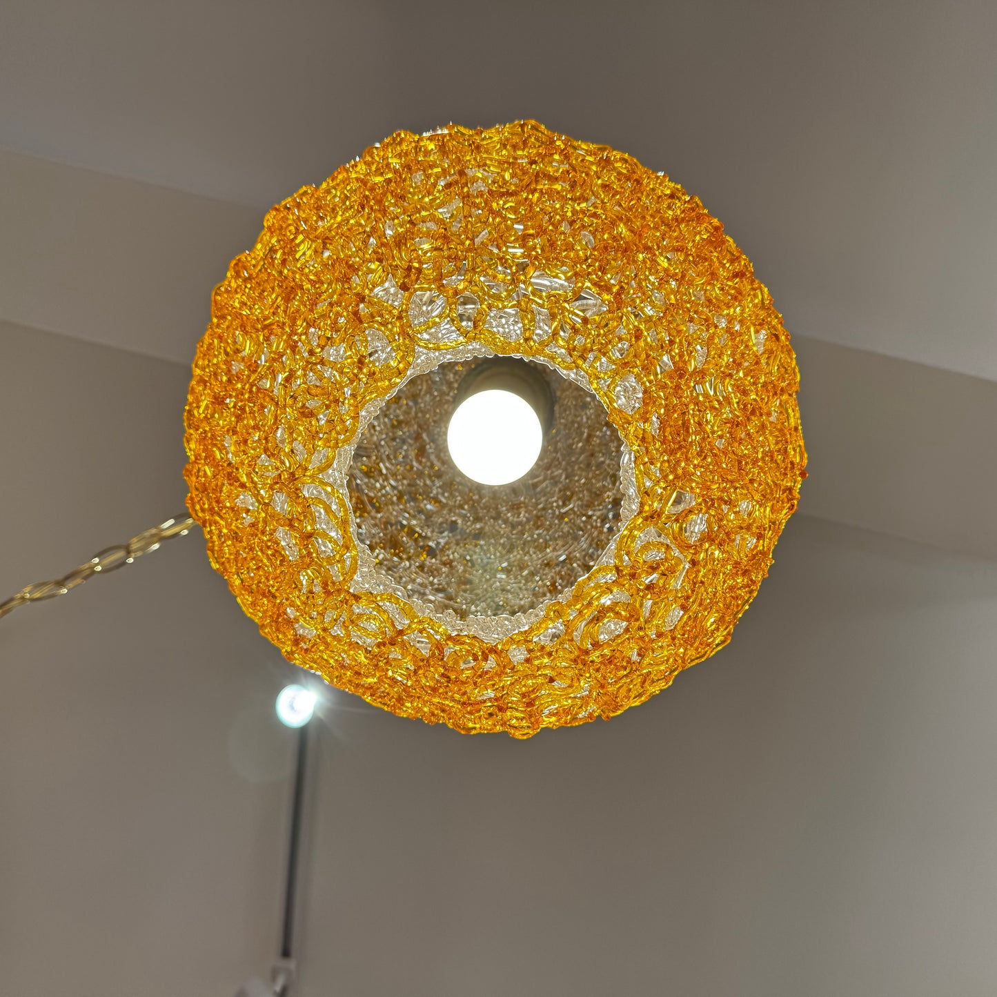 Vintage Orange Acrylic Spun Spaghetti Swag Light