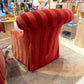 Vintage Raspberry Red Regency Style Striped Lounge Armchair by Lexington Furniture /item