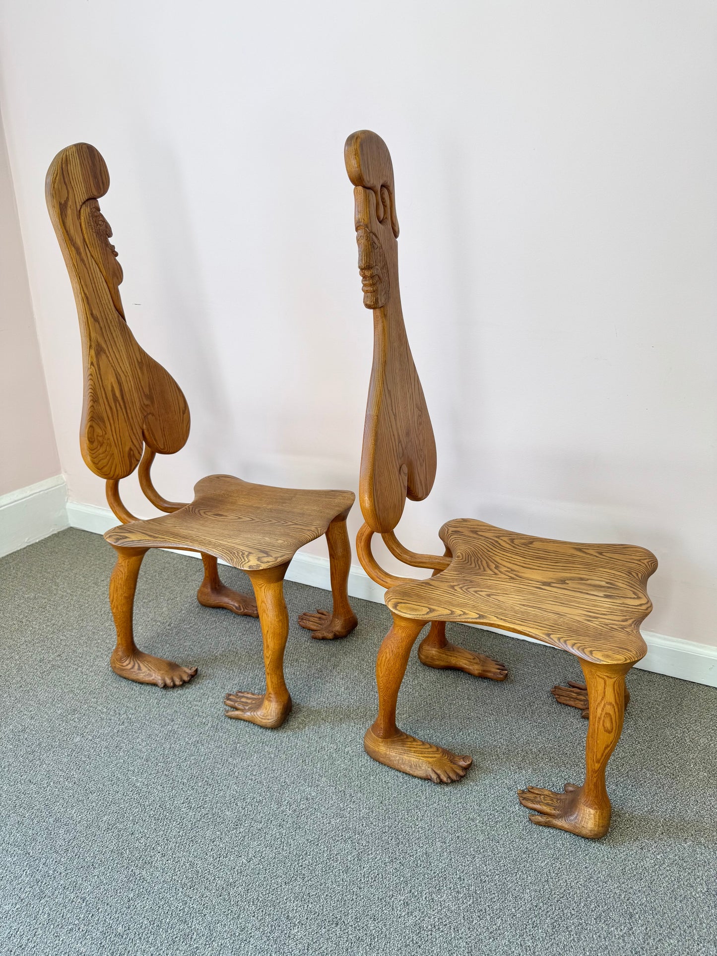 Pair of 1980 Andrew Willner Figure Chairs/Signed and Dated